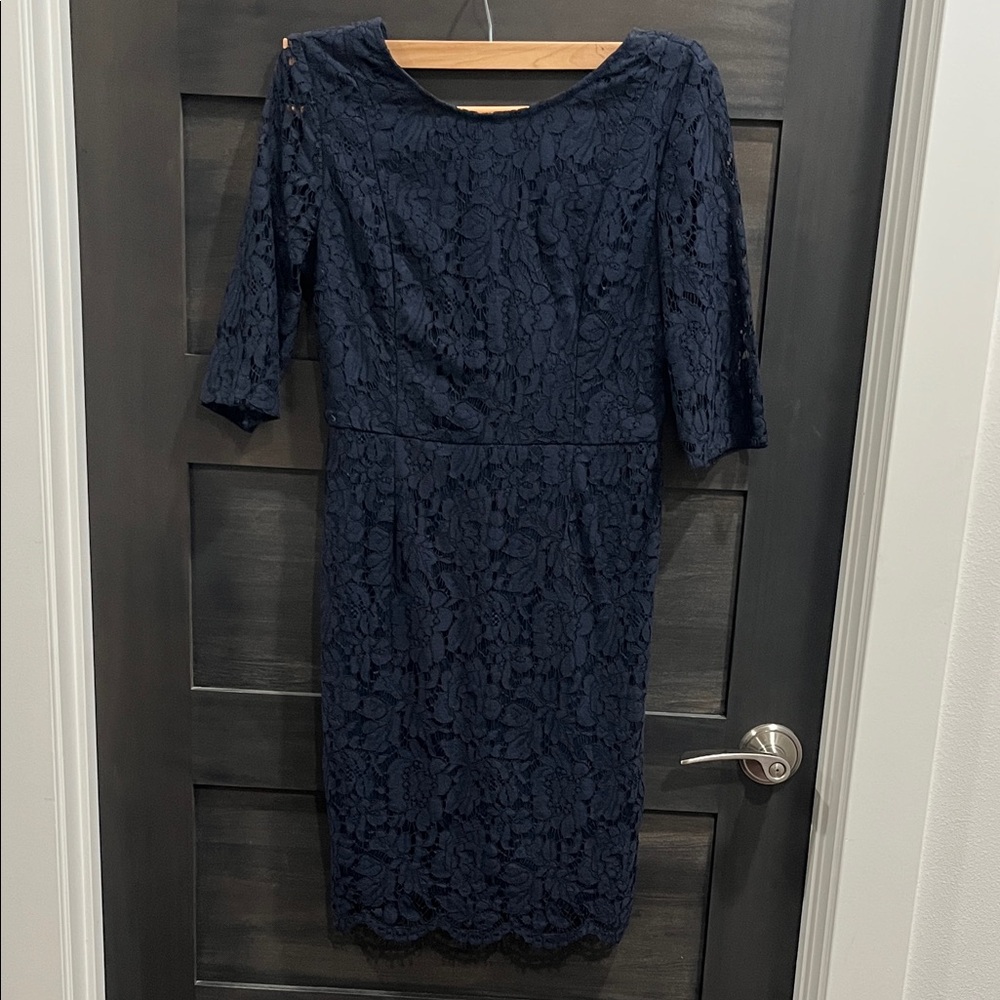 Elegant Navy Lace Dress